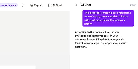 Writing proposal content with AI assistance